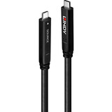Lindy USB 3.2 Gen 2 & DP 1.4 Typ C Hybridkabel, Verlängerungskabel schwarz, 15m