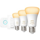 Philips Hue White Ambiance Starter-Kit E27, LED-Lampe drei Lampen, eine Hue-Bridge, ein Dimmschalter, ersetzt 60 Watt