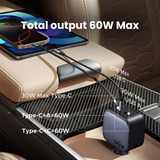 UGREEN EC602 Car Charger 60W KFZ-Ladegerät 1x USB-A 1x USB-C 1x USB-A, 1x USB-C, 1x USB-C Kabel