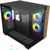 Cooler Master Elite 481 Wood, Tower-Gehäuse schwarz/holz, Tempered Glass x 2