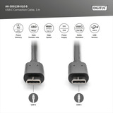 Digitus USB 2.0 Anschlusskabel USB-C > USB-C schwarz, 1 Meter, PD, Laden mit bis zu 15 Watt