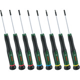Bosch Heimwerken & Garten Präzisions-Schraubendreher Set, 8 teilig grün/schwarz, Schlitz, Sechsrund und Kreuzschlitz