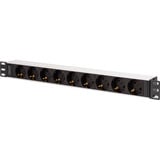 Digitus Steckdosenleiste 19" PDU mit Aluminiumprofil, 9-fach schwarz/aluminium, 2 Meter Kabel, 1 HE, 16A, Kaltgerätestecker C20
