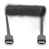 Digitus USB 2.0 Spiralkabel USB-C > USB-C schwarz, 1 Meter, PD, Laden mit bis zu 60 Watt