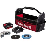 EINHELL Power X-Change Akku-Winkelschleifer TC-AG 18/115 Li Kit, 18Volt rot/schwarz, Li-Ion-Akku 4,0Ah, Werkzeugtasche + Zubehör