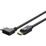 goobay Kabel DisplayPort Stecker 90° > DisplayPort Stecker, 8K / 144Hz schwarz, 1 Meter, 1 Stecker 90° seitlich abgewinkelt, 54 Gbit/s, DisplayPort 2.0 / 2.1