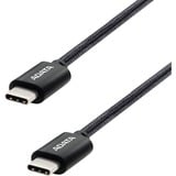 ADATA USB 2.0 Kabel, USB-C Stecker > USB-C Stecker schwarz, 1 Meter, PD 3.0, QC 3.0, Laden mit bis zu 100 Watt
