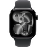 Apple Watch Series 11, Smartwatch schwarz (glänzend), Aluminium, 42 mm, Sportarmband schwarz M/L