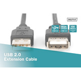 Digitus USB 2.0 Verlängerungskabel, USB-A Stecker > USB-A Buchse schwarz, 3 Meter