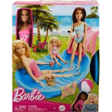 Mattel Barbie Pool mit Puppe mit Pool, Rutsche, Handtuch und Accessoires