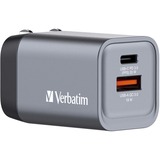 Verbatim GaN-Ladegerät 35W, 1x USB-A , 1x USB-C grau, PD 3.0, QC 3.0