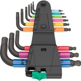 Wera 950/9 Hex-Plus Multicolour 2 Winkelschlüsselsatz, 9-teilig, Schraubendreher mit Halteclip, BlackLaser-Oberfläche