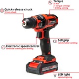 EINHELL Akku-Bohrschrauber TC-CD 18/35 Li, 18Volt rot/schwarz, Li-Ionen Akku 1,5Ah