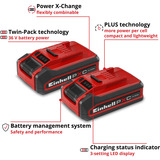 EINHELL Akku Power-X-Change TWIN-PACK 18Volt 4,0Ah rot/schwarz, 2 Stück, ohne Ladegerät