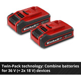 EINHELL Akku Power-X-Change TWIN-PACK 18Volt 4,0Ah rot/schwarz, 2 Stück, ohne Ladegerät