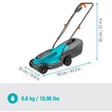 GARDENA Akku-Rasenmäher PowerMax 30/18V P4A Ready-To-Use Set, 18Volt schwarz/türkis, Li-Ion Akku 4,0Ah, POWER FOR ALL ALLIANCE