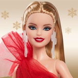 Mattel Barbie Signature 2024 Holiday Barbie Modepuppe blond mit Karokleid