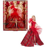 Mattel Barbie Signature 2024 Holiday Barbie Modepuppe blond mit Karokleid