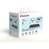Verbatim Wireless 3-in-1 Ladeständer WCS-02, Qi, MFi, Ladestation schwarz/aluminium, für Apple Watch, iPhone u.a.