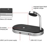 Verbatim Wireless 3-in-1 Ladeständer WCS-02, Qi, MFi, Ladestation schwarz/aluminium, für Apple Watch, iPhone u.a.