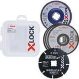 Bosch PRO Cutting and Grinding, X-LOCK Trennscheiben-Set 125mm 5-teilig, inkl. Fächerschleifscheibe