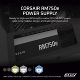 Corsair RM750e Generalüberholt, PC-Netzteil schwarz, 1x 12 Pin High Power GPU, 1x PCIe, Kabel-Management, 750 Watt