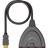 goobay HDMI-Umschaltbox 3 auf 1 (4K @ 60Hz), HDMI Switch schwarz, 55cm Kabel