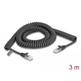 DeLOCK Spiralkabel RJ-45 Stecker > RJ-45 Stecker Cat.5e schwarz, 3 Meter