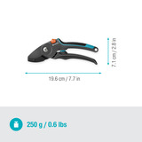 GARDENA Gartenschere PremiumCut Pro - Trockenes Holz grau/türkis, Amboss