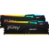 Kingston FURY DIMM 64 GB DDR5-4800 (2x 32 GB) Dual-Kit, Arbeitsspeicher schwarz, KF548C38BBAK2-64, FURY Beast RGB, INTEL XMP