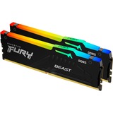 Kingston FURY DIMM 64 GB DDR5-4800 (2x 32 GB) Dual-Kit, Arbeitsspeicher schwarz, KF548C38BBAK2-64, FURY Beast RGB, INTEL XMP