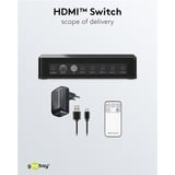 goobay HDMI-Umschaltbox 4 auf 1 (4K @ 60Hz), HDMI Switch schwarz, mit Fernbedienung