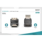 Digitus HDMI-A Stecker > HDMI-A Buchse 4K, Adapter schwarz, 90° abgewinkelt