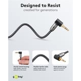 goobay Plus Audio Verbindungskabel AUX 3,5mm stereo, 90° schwarz/silber, 3 Meter, abgewinkelt