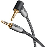 goobay Plus Audio Verbindungskabel AUX 3,5mm stereo, 90° schwarz/silber, 3 Meter, abgewinkelt