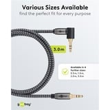 goobay Plus Audio Verbindungskabel AUX 3,5mm stereo, 90° schwarz/silber, 3 Meter, abgewinkelt