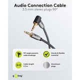 goobay Plus Audio Verbindungskabel AUX 3,5mm stereo, 90° schwarz/silber, 3 Meter, abgewinkelt