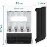 Ansmann Comfort Smart + 4x AA 2100mAh, Ladegerät weiß/schwarz, inkl. 4x AA-Akkus mit 2100 mAh