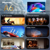Hisense 43A6S, LED-Fernseher 108 cm (43 Zoll), schwarz/dunkelgrau, UltraHD/4K, Triple Tuner