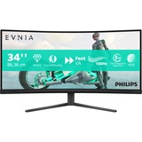 Philips Evnia 34M2C3500L, Gaming-Monitor 86.4 cm (34 Zoll), dunkelgrau, WQHD, VA, Curved, HDMI, DisplayPort, HDR, 180Hz Panel