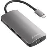 Sharkoon USB 3.0 Type C Multiport Adapter, Dockingstation dunkelgrau, USB-C, HDMI, MicroSD, SD
