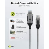goobay Ethernet-Adapterkabel USB-A 3.2 Gen1 > RJ-45, Slim schwarz/grau, 15 Meter