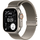 Apple Watch Ultra 3, Smartwatch titan, 49 mm, Milanaise Armband Titan Natur L, Titangehäuse, Cellular