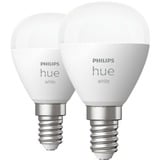 Philips HUE White Tropfenform P45 E14, LED-Lampe Doppelpack, ersetzt 40 Watt