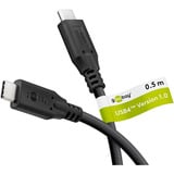 goobay USB4 Gen 3x2 Kabel, USB-C Stecker > USB-C Stecker, 40Gbit/s schwarz, 0,5 Meter, PD, Laden mit bis zu 100 Watt