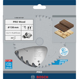 Bosch Professional PRO Wood cordless Kreissägeblatt, Ø 136mm, 24Z Bohrung 15,875mm, für Akku-Handkreissägen