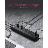 ICY BOX IB-HUB 1720-U3, USB-Hub schwarz