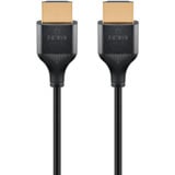 goobay Slim High-Speed-HDMI-Kabel mit Ethernet, 4K @ 60Hz schwarz, 0,5 Meter