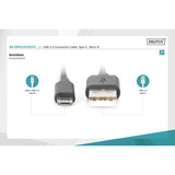 Digitus USB 2.0 Anschlusskabel USB-A (Stecker) > Micro-USB (Stecker) schwarz, 1 Meter