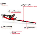 EINHELL Professional Akku-Heckenschere GP-CH 18/50 Li BL-Solo, 18Volt rot/schwarz, ohne Akku und Ladegerät